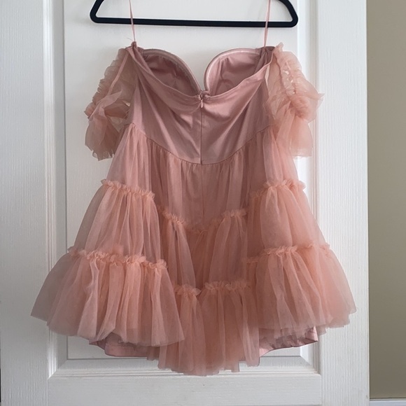 Tulle mini dress off the shoulder corset waist sweetheart neckline In Blush XL - Picture 9 of 13